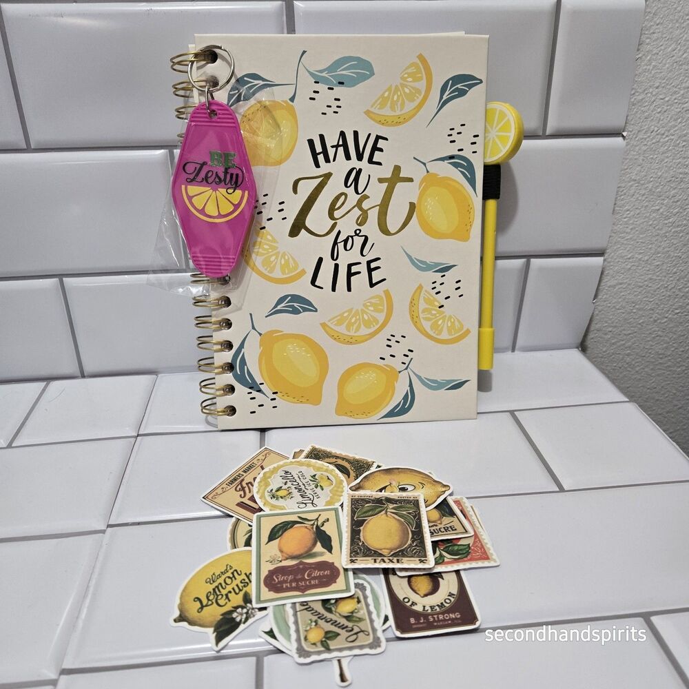 Journal  Notebook Lemons Have a Zest for Life ,matching Pen,keychain And Sticker